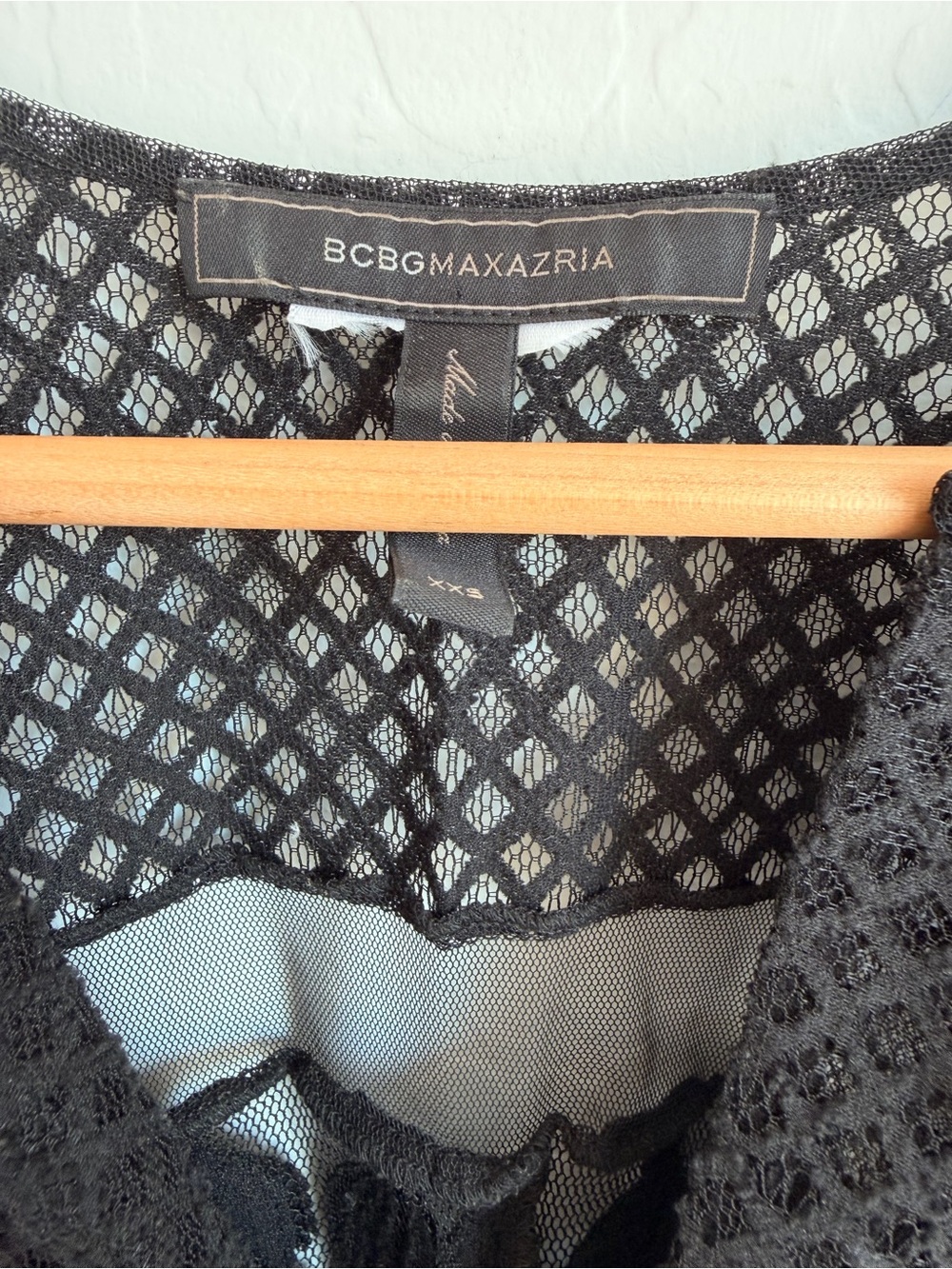 BCBGMAXAZRIA Black Lace Mesh Poncho Top - Picture 4 of 4